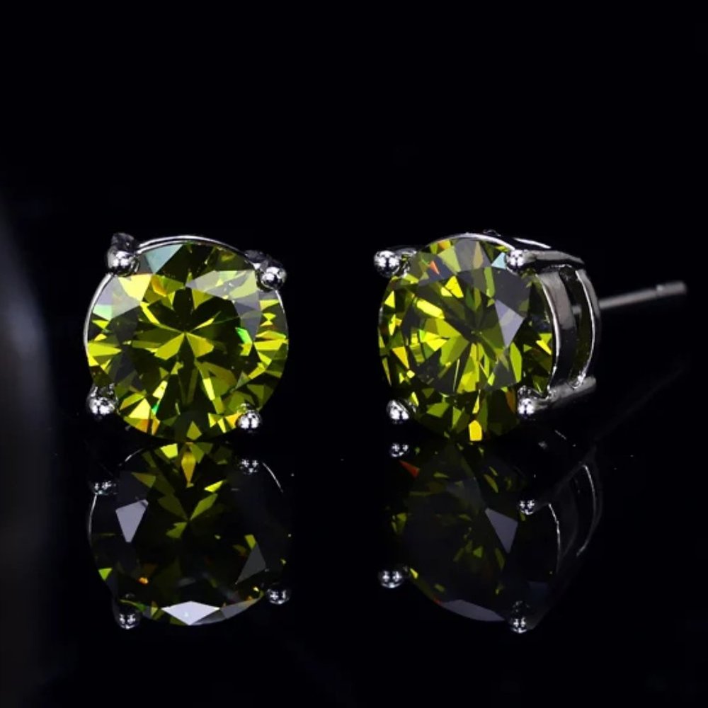 Green Cubic Zirconia 8mm Studs